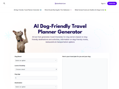 AI Dog-Friendly Travel Planner